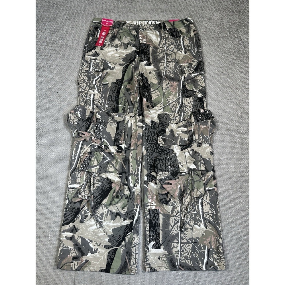 VIP Jeans Cargo Pants Womens 22 40x31 Camo Baggy Wide Leg Streetwear Skater